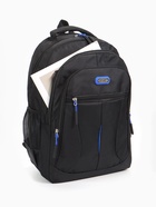 Рюкзак школьный на молнии, с карманами, чёрный/синий - фото 52708309