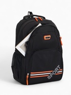 Рюкзак школьный на молнии, с карманами, размер 31×14×47 см, чёрный/оранжевый - Фото 10