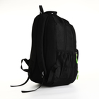 Рюкзак школьный на молнии, 4 кармана, цвет чёрный/зелёный - фото 11188939