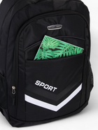 Рюкзак школьный на молнии, с карманами, с полосками, размер 30.5×14.5×47.5 см, чёрный/белый - Фото 5