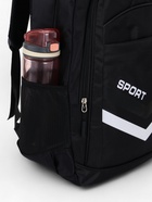 Рюкзак школьный на молнии, с карманами, с полосками, размер 30.5×14.5×47.5 см, чёрный/белый - Фото 7