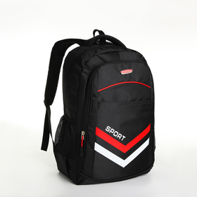 Рюкзак молодёжный на молнии, 4 кармана, цвет чёрный/красный