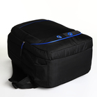 Рюкзак школьный на молнии, 4 кармана, цвет чёрный/синий - фото 11188976
