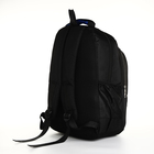 Рюкзак молодёжный на молнии, 4 кармана, цвет чёрный/синий - Фото 4