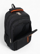 Рюкзак школьный на молнии, с карманами, чёрный/оранжевый - фото 119103324