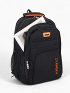 Рюкзак школьный на молнии, с карманами, чёрный/оранжевый - фото 119103325