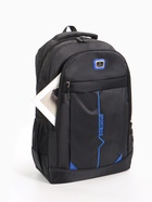 Рюкзак школьный на молнии, с карманами, чёрный/синий - фото 60833662