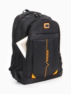 Рюкзак школьный на молнии, с карманами, размер 31×14×45 см, чёрный/оранжевый - фото 58137863