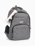 Рюкзак школьный на молнии, с карманами, серый - фото 119333717