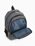 Рюкзак школьный на молнии, с карманами, однотонный, размер 30×14×46 см, серый - фото 57999894