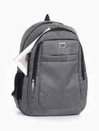 Рюкзак школьный на молнии, с карманами, однотонный, размер 30×14×46 см, серый - фото 57999896