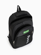 Рюкзак школьный на молнии, с карманами, с надписью, размер 32×16×47 см, чёрный/зелёный - фото 49459285