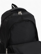 Рюкзак школьный на молнии, с карманами, с надписью, размер 32×16×47 см, чёрный/зелёный - фото 49459287