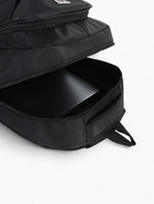 Рюкзак школьный на молнии, с карманами, с полосками, размер 32×16×47 см, чёрный/голубой 10185891