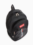 Рюкзак школьный на молнии, с карманами, с принтом, полосками, размер 32×16×47 см, чёрный/красный - фото 50095917