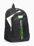 Рюкзак школьный на молнии, с карманами, с принтом, полосками, размер 32×16×47 см, чёрный/зелёный - Фото 3