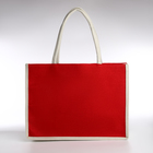 Сумка текстильная шопер без застёжки 43×13×32 см, красная/молочная - Фото 2