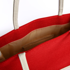 Сумка текстильная шопер без застёжки 43×13×32 см, красная/молочная - Фото 3