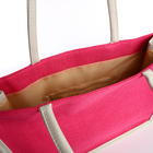 Сумка текстильная шопер без застёжки 43×13×32 см, малиновая/молочная - Фото 3