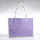 Сумка текстильная шопер без застёжки 43×13×32 см, сиреневая/молочная - Фото 2