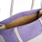 Сумка текстильная шопер без застёжки 43×13×32 см, сиреневая/молочная - Фото 3