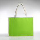 Сумка текстильная шопер без застёжки 43×13×32 см, зелёная/молочная - Фото 2