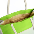 Сумка текстильная шопер без застёжки 43×13×32 см, зелёная/молочная - Фото 3