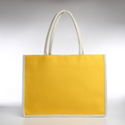 Сумка текстильная шопер без застёжки 43×13×32 см, жёлтая/молочная - Фото 2