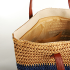 Сумка пляжная на молнии, цвет бежевый/синий - фото 23777832