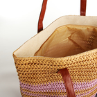 Сумка пляжная на молнии, цвет бежевый/сиреневый - фото 23777835