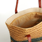 Сумка пляжная на молнии, цвет бежевый/зелёный - фото 23777838