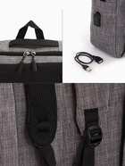 Рюкзак молодёжный на молнии, 4 кармана, с USB разъёмом, размер 29.5×12.5×43 см, чёрный/серый - Фото 4