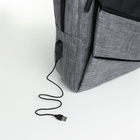 Рюкзак городской на молнии, 4 кармана, USB, цвет чёрный/серый - Фото 4