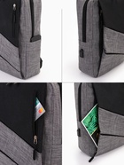 Рюкзак молодёжный на молнии, 4 кармана, с USB разъёмом, размер 29.5×12.5×43 см, чёрный/серый - Фото 2