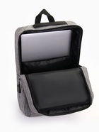 Рюкзак молодёжный на молнии, 4 кармана, с USB разъёмом, размер 29.5×12.5×43 см, чёрный/серый - Фото 3