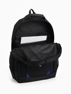 Рюкзак школьный на молнии, с карманами, однотонный, размер 31×14×47 см, чёрный/синий - Фото 13