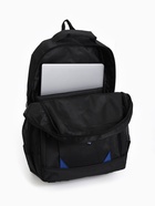 Рюкзак школьный на молнии, с карманами, однотонный, размер 31×14×47 см, чёрный/синий - Фото 6