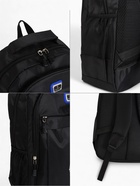 Рюкзак школьный на молнии, с карманами, однотонный, размер 31×14×47 см, чёрный/синий - Фото 7