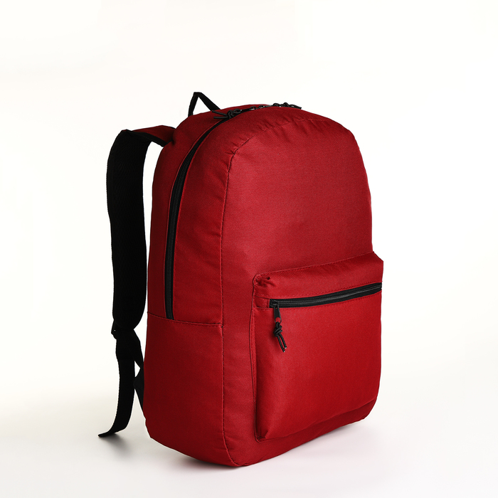 Рюкзак молодёжный на молнии, наружный карман, цвет бордовый - Фото 1