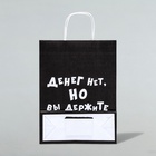 Пакет крафт "Денег нет, но вы держите", 24×10×32 см 10327919 - фото 14574373