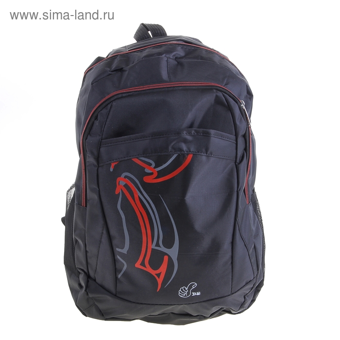 Рюкзак молодёжный "Абстракция", 1 отдел, 2 наружных и 2 боковых кармана, чёрный/красный - Фото 1