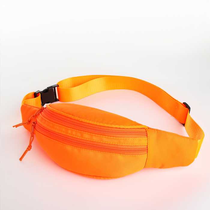 Поясная сумка на молнии, 2 кармана, цвет оранжевый - Фото 1