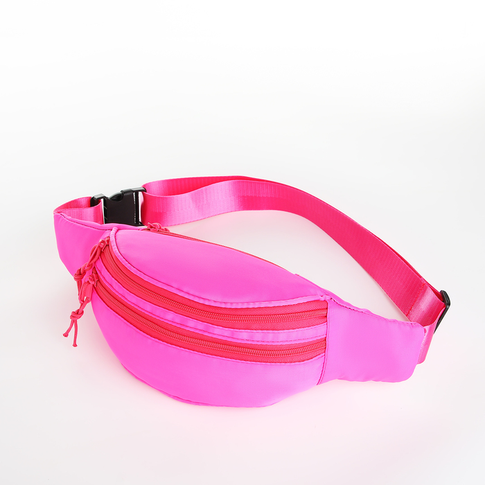 Поясная сумка на молнии, 2 кармана, цвет розовый - Фото 1
