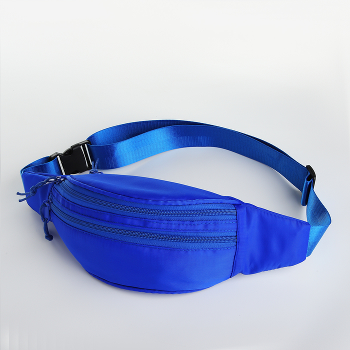 Поясная сумка на молнии, 2 кармана, цвет синий - Фото 1