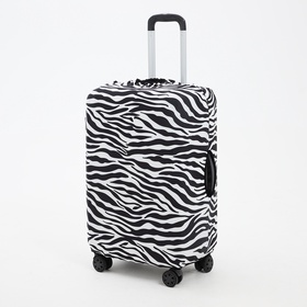 Чехол на чемодан на колёсах, 28" (L), с принтом, чёрный/белый