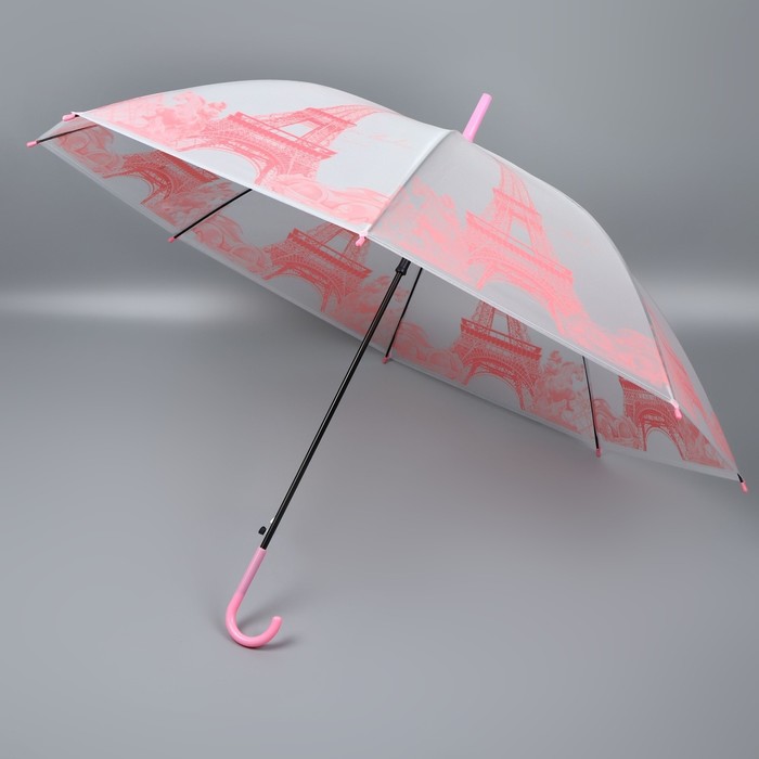 Зонт - трость полуавтоматический «Париж», 8 спиц, R = 46 см, рисунок МИКС - фото 1908074227