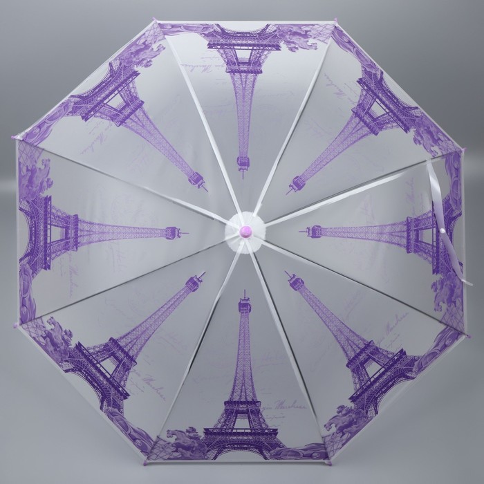 Зонт - трость полуавтоматический «Париж», 8 спиц, R = 46 см, рисунок МИКС - фото 1908074230