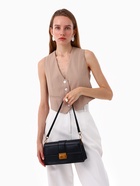 Сумка женская мессенджер TEXTURA на клапане, 26×8.5×14 см, чёрная - Фото 14