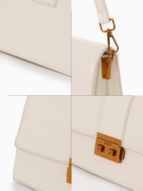 Сумка женская мессенджер TEXTURA на клапане, 26×8.5×14 см, молочная