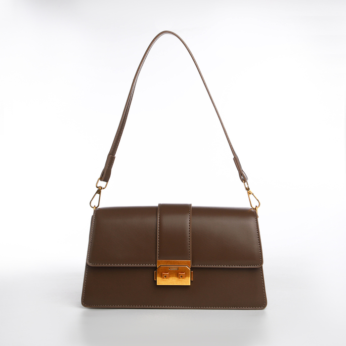 Сумка женская мессенджер TEXTURA на клапане, 26×8.5×14 см, коричневая - Фото 1